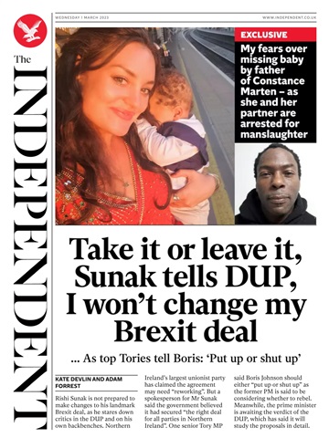 The Independent Daily Edition Newspaper issue 01 March 2023