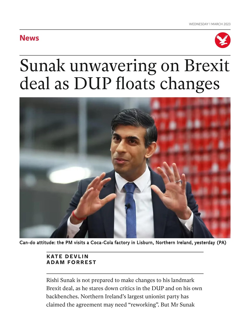 The Independent Daily Edition Newspaper Preview Pages