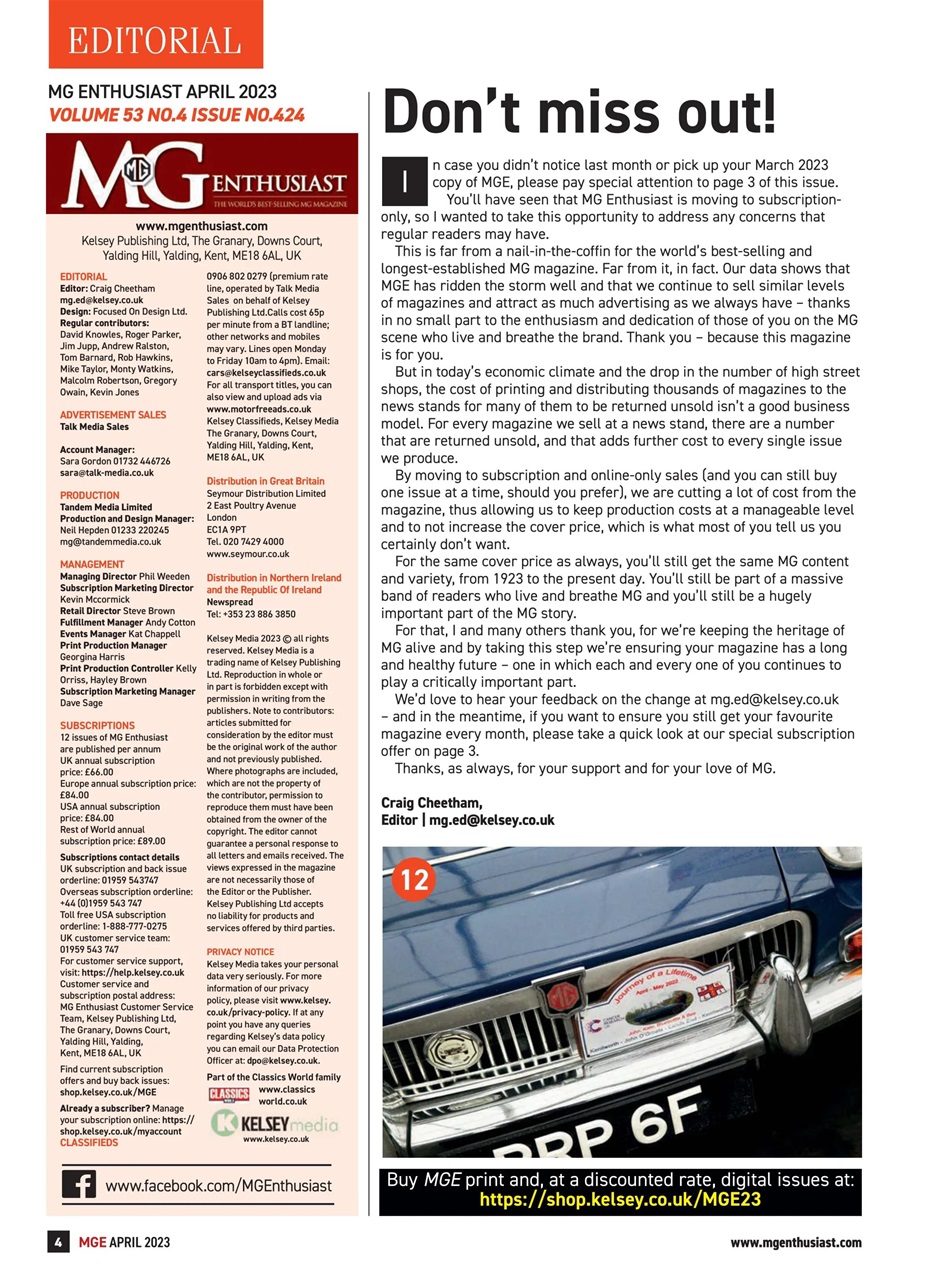 MG Enthusiast Preview Pages