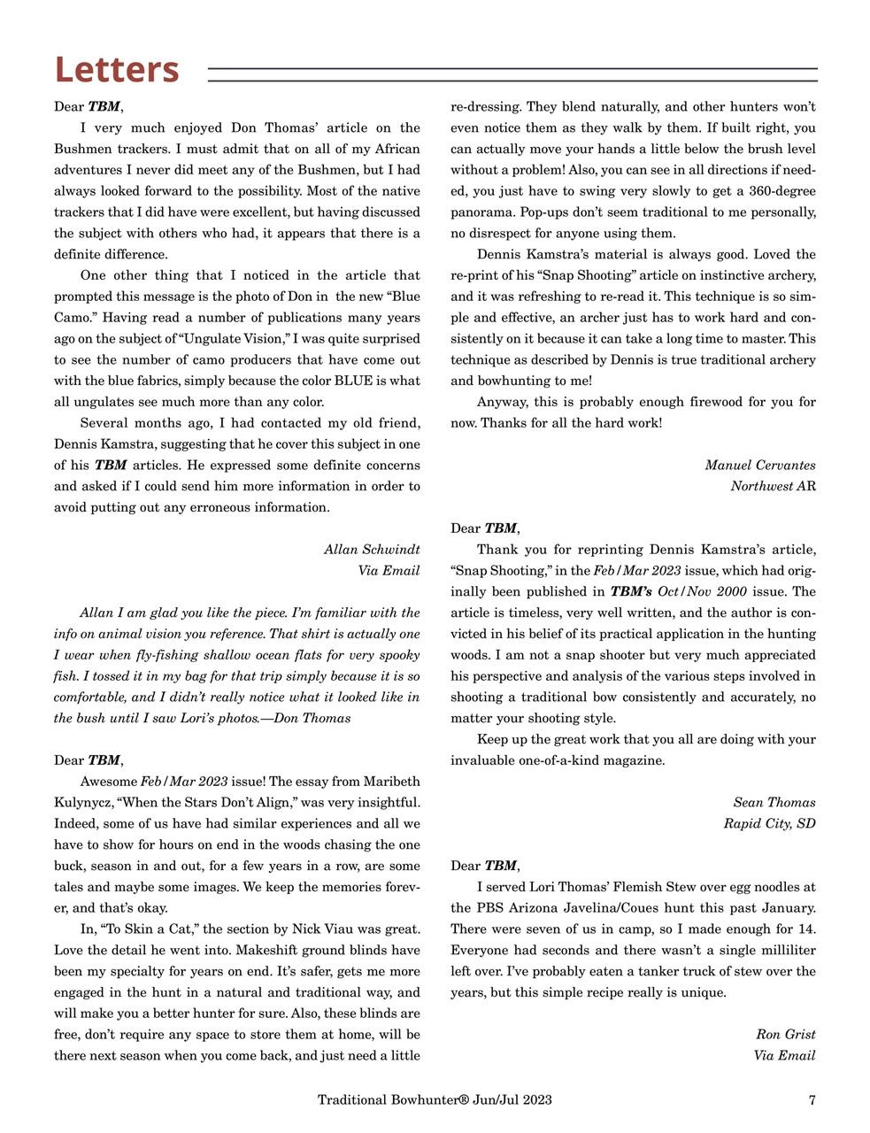 Traditional Bowhunter Magazine Preview Pages