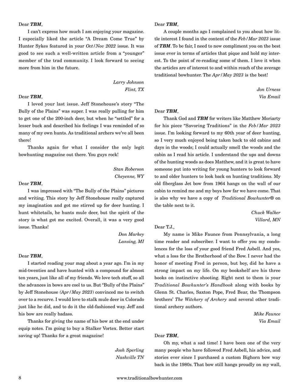 Traditional Bowhunter Magazine Preview Pages