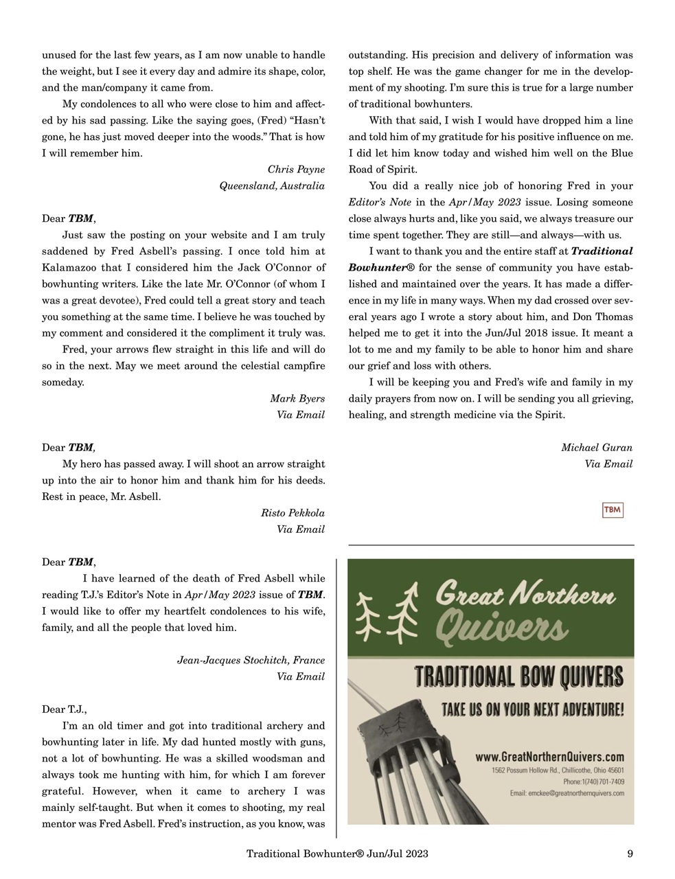 Traditional Bowhunter Magazine Preview Pages