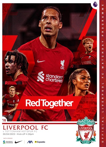 Liverpool FC Programmes issue vs Tottenham Hotspur 22/23