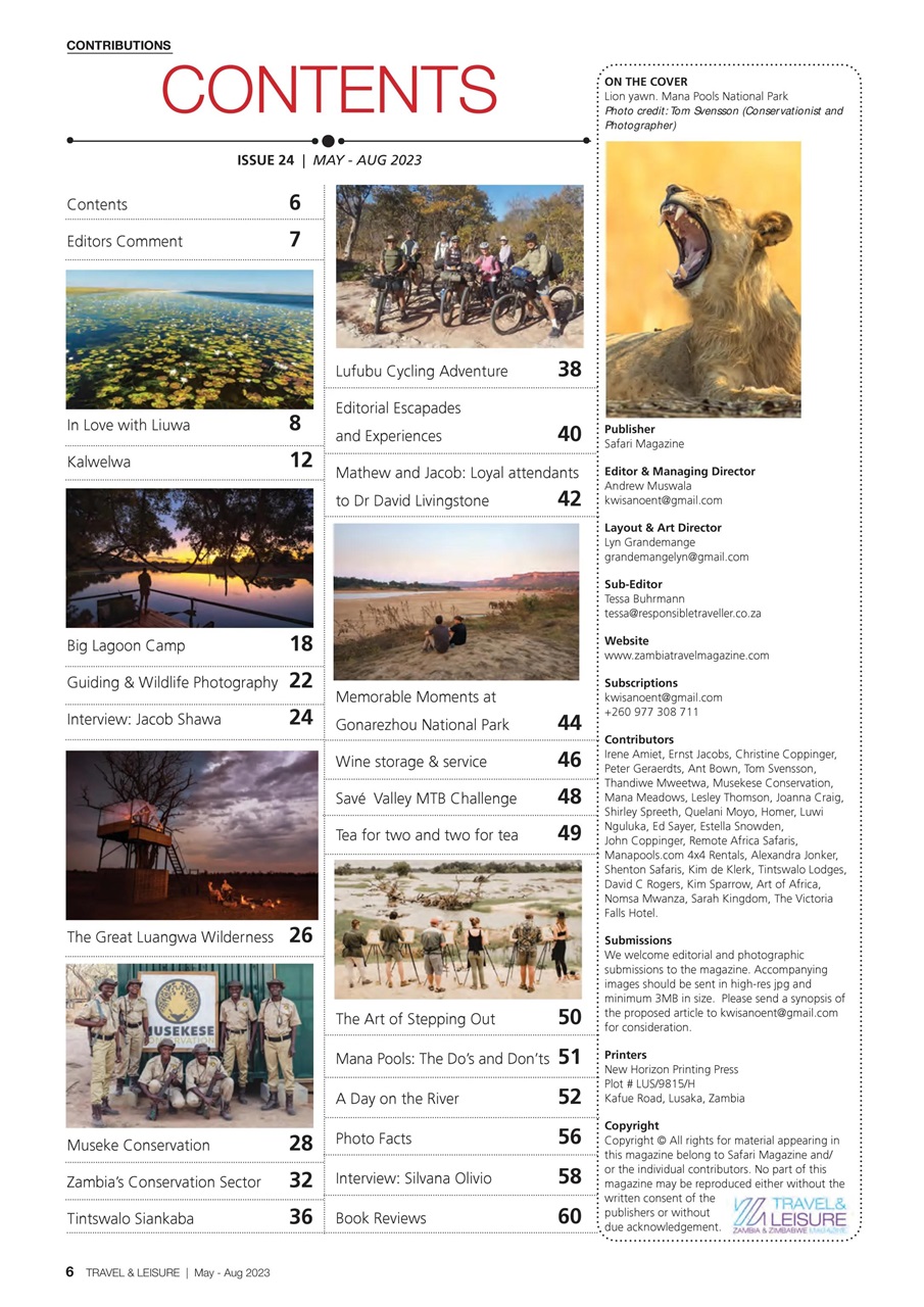 Travel & Leisure Zambia & Zimbabwe Preview Pages
