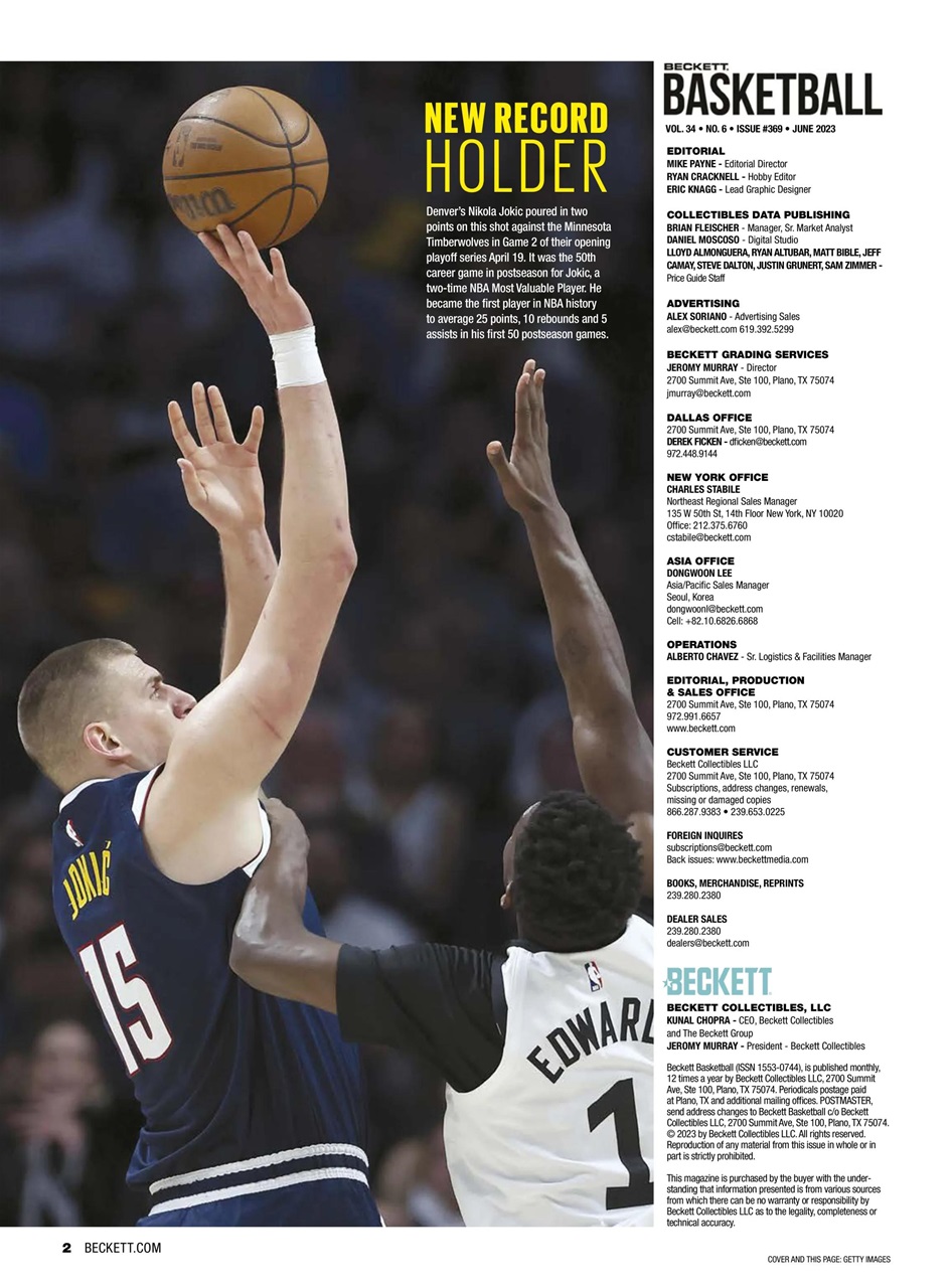 Beckett Basketball Magazine Preview Pages