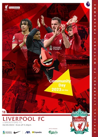 Liverpool FC Programmes issue vs Brentford 22/23