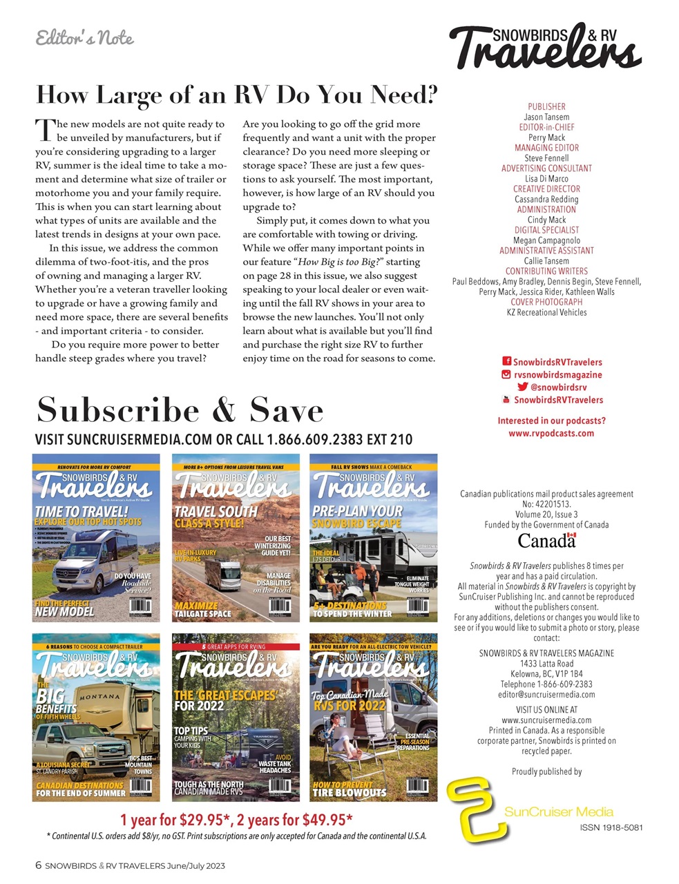 Snowbirds & RV Travelers Preview Pages
