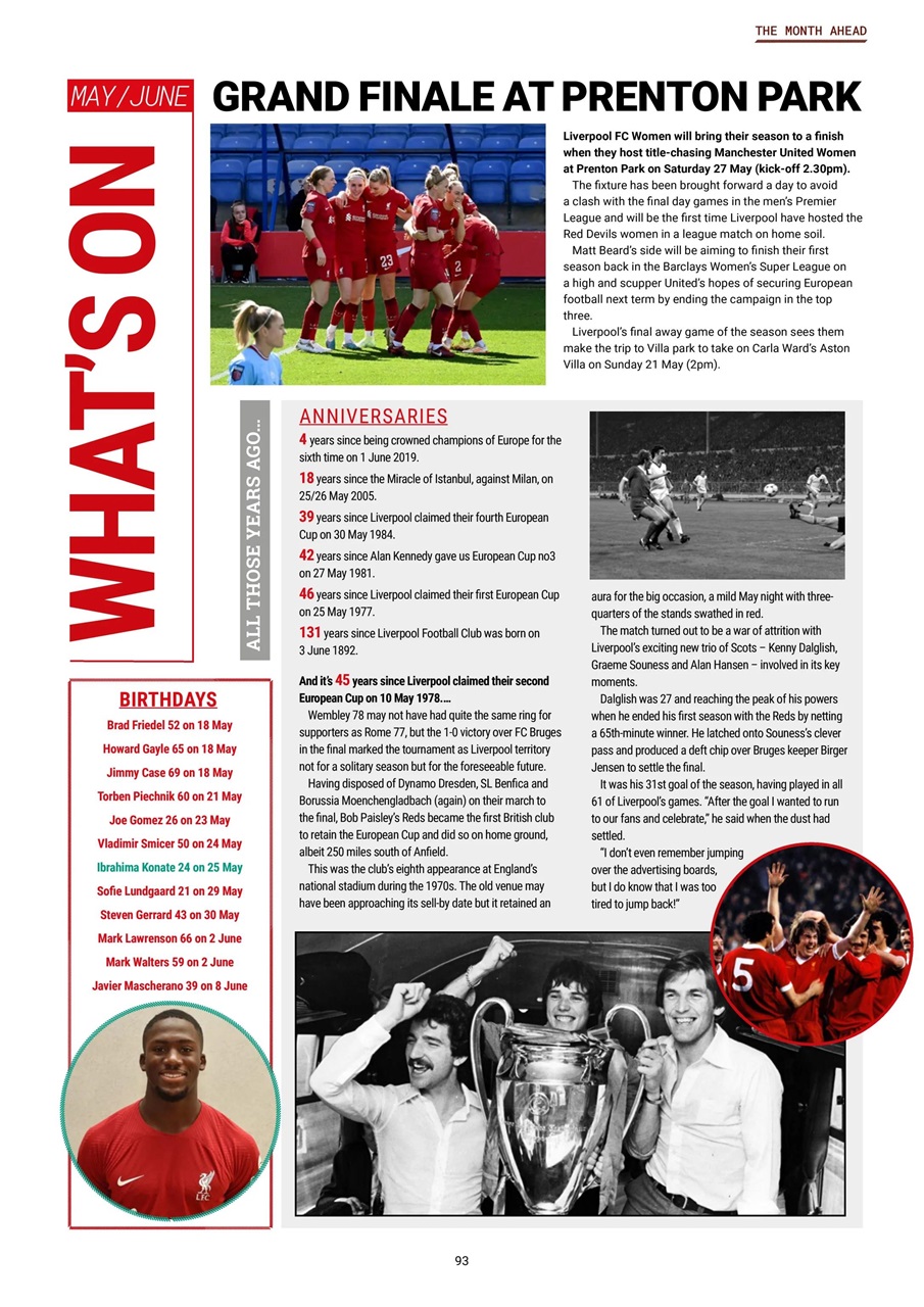 Liverpool FC Magazine Preview Pages