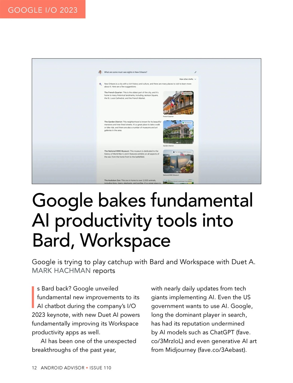 Android Advisor Preview Pages
