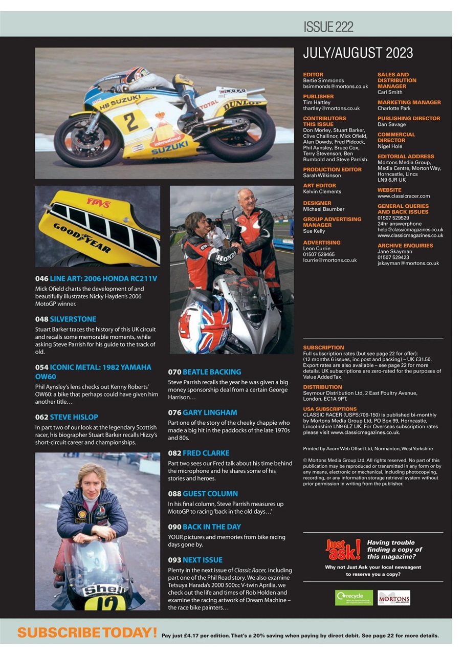 Classic Racer Preview Pages