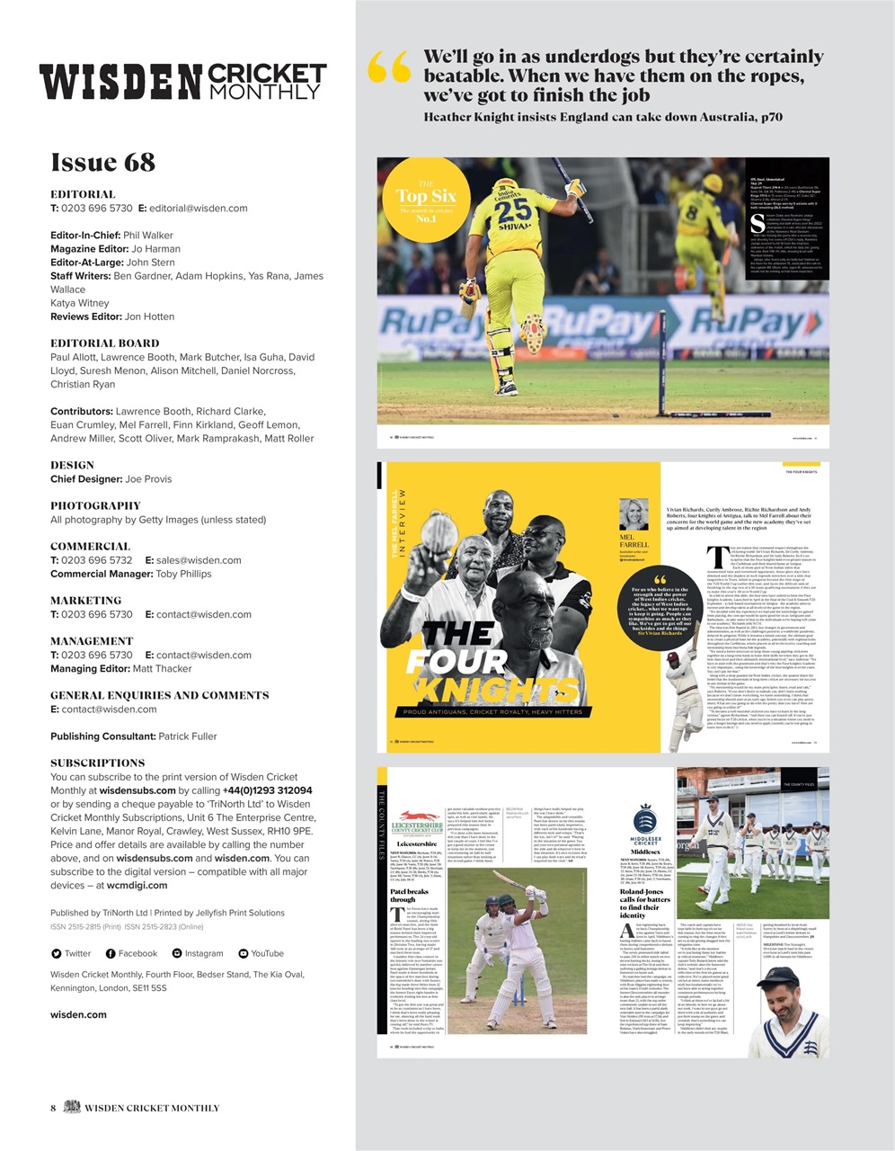Wisden Cricket Monthly Preview Pages