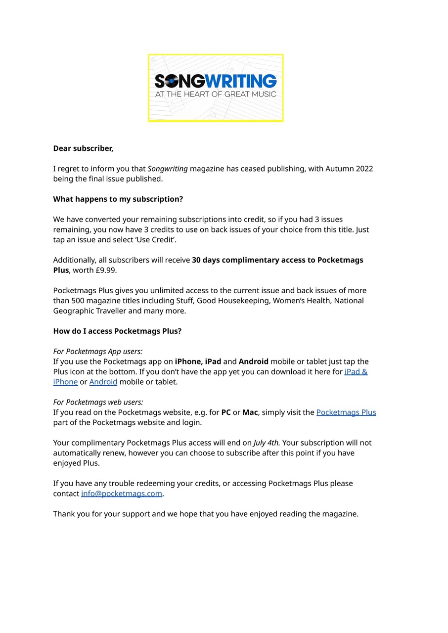 Songwriting Magazine Preview Pages