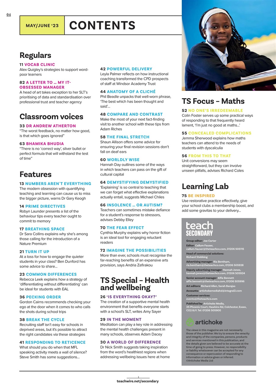 Teach Secondary Preview Pages