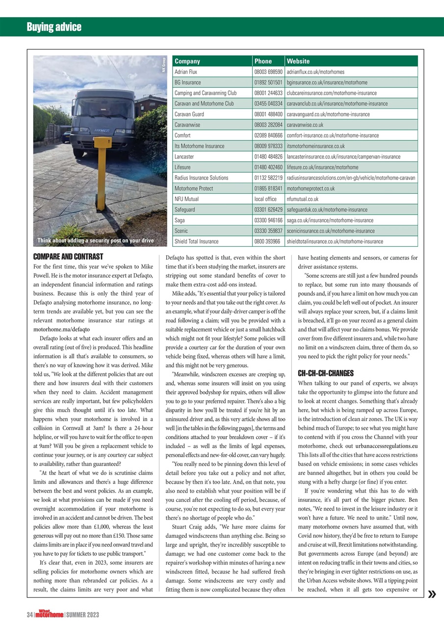 What Motorhome magazine Preview Pages