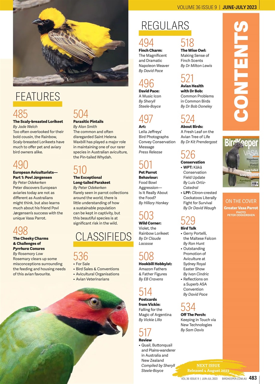 Australian Birdkeeper Magazine Preview Pages