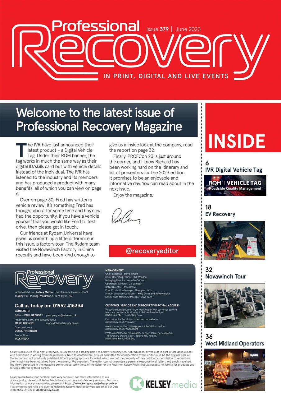 Professional Recovery Magazine Preview Pages