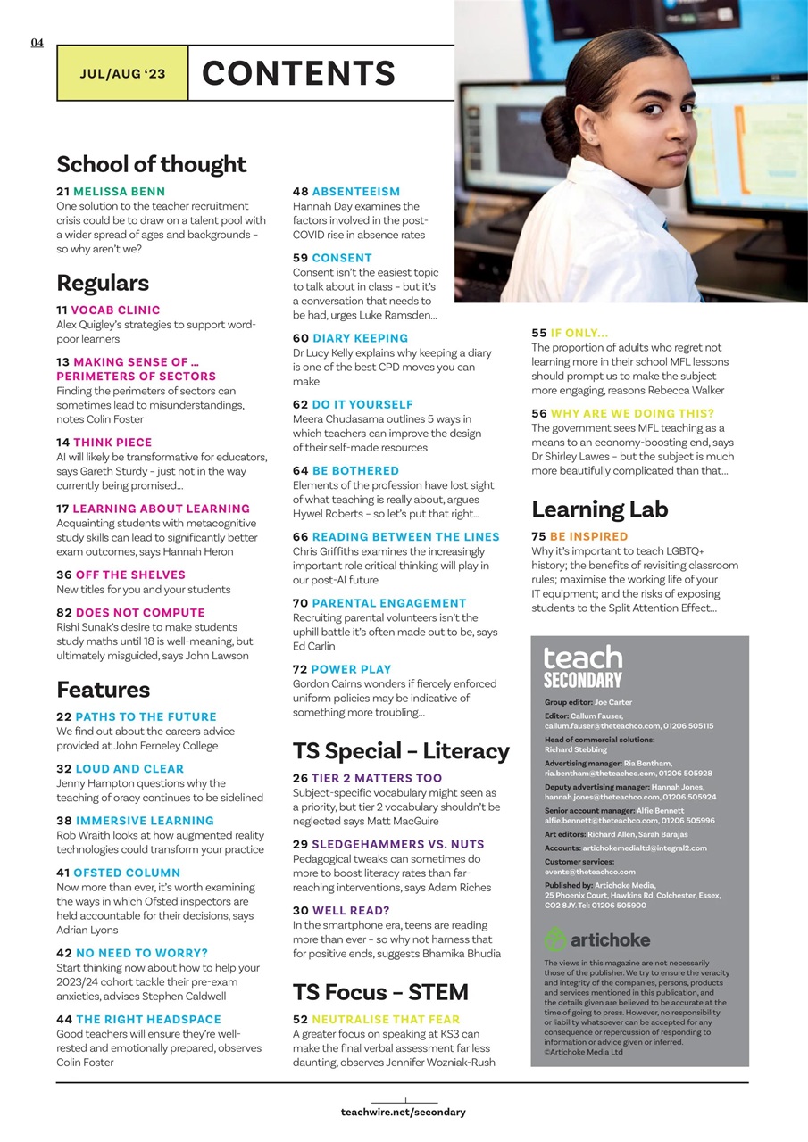 Teach Secondary Preview Pages