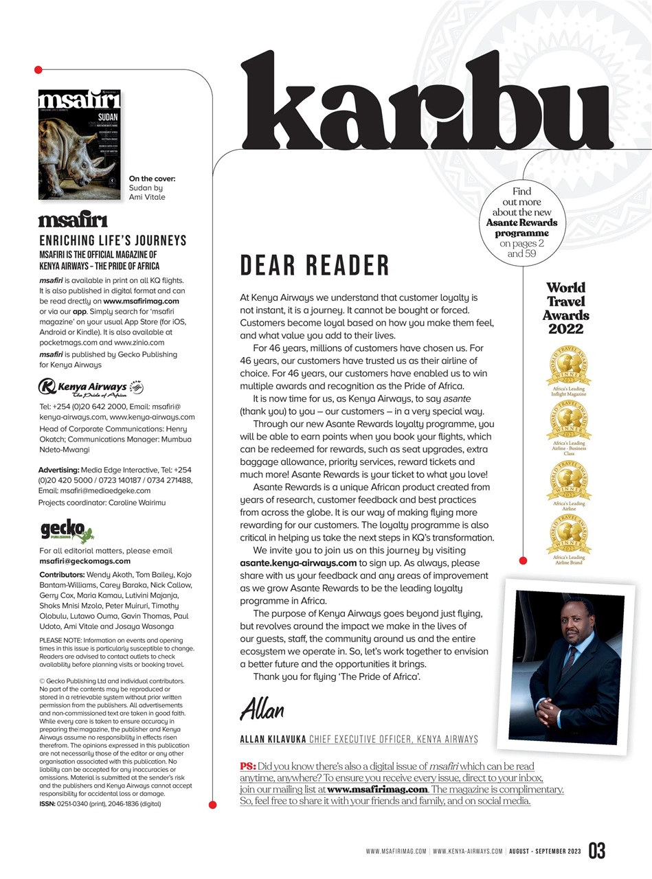 MSAFIRI – Kenya Airways Inflight Preview Pages