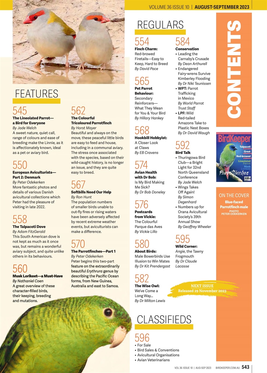 Australian Birdkeeper Magazine Preview Pages