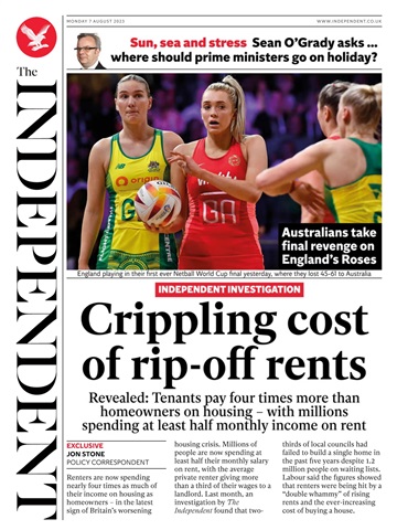 The Independent Daily Edition Newspaper issue Monday, August 7, 2023