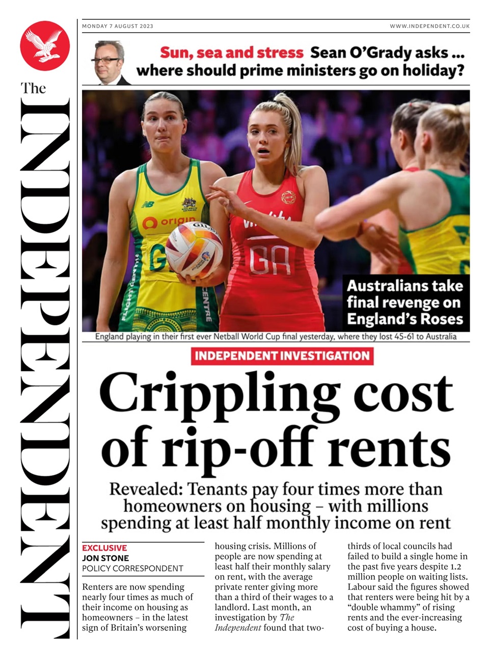 The Independent Daily Edition Newspaper Preview Pages