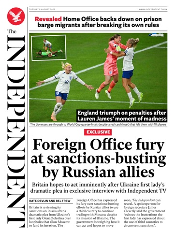 The Independent Daily Edition Newspaper issue Tuesday, August 8, 2023