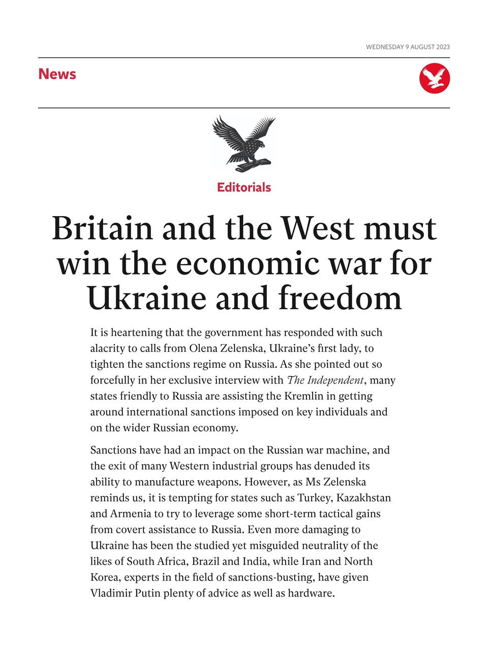 The Independent Daily Edition Newspaper Preview Pages