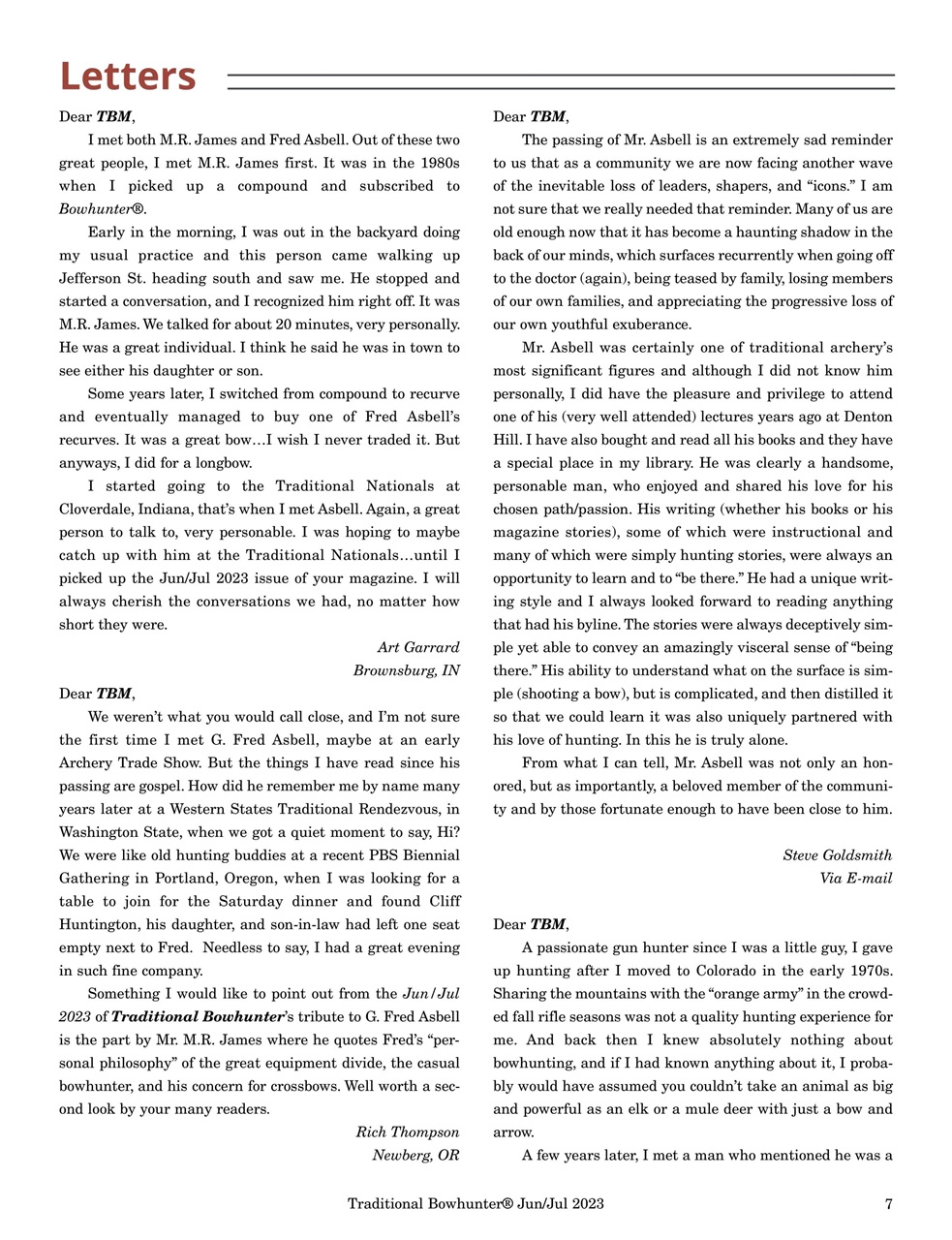 Traditional Bowhunter Magazine Preview Pages