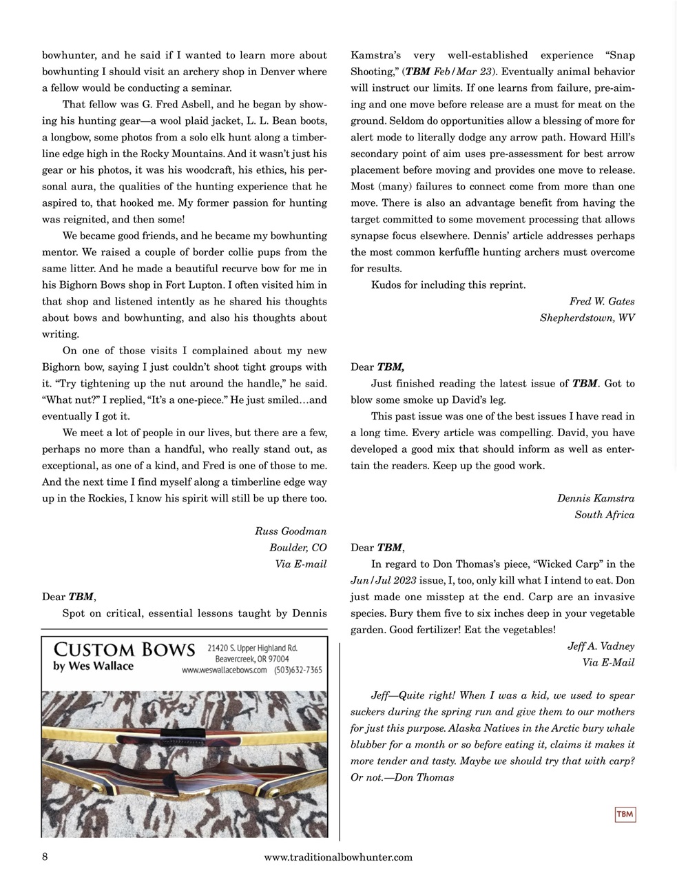 Traditional Bowhunter Magazine Preview Pages