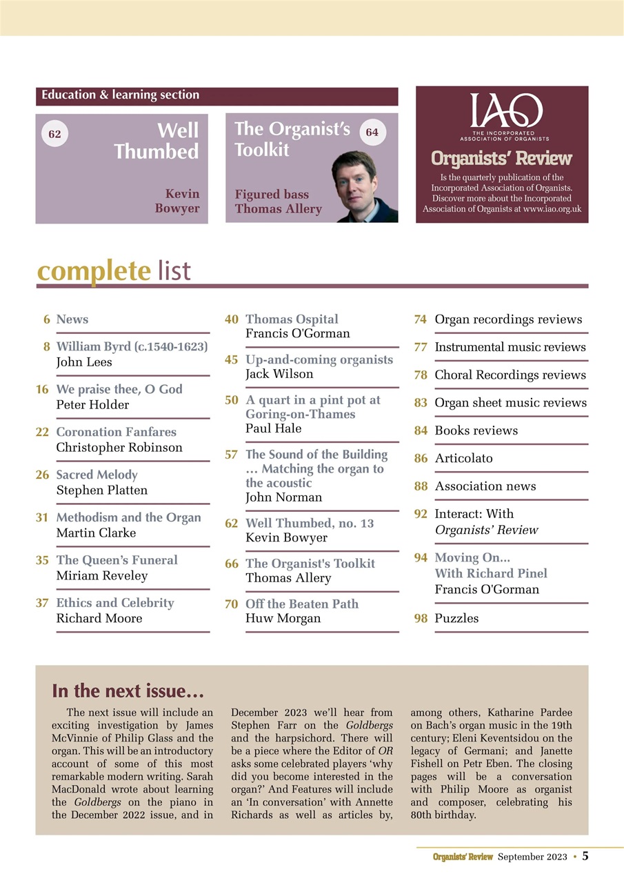 Organists' Review Preview Pages