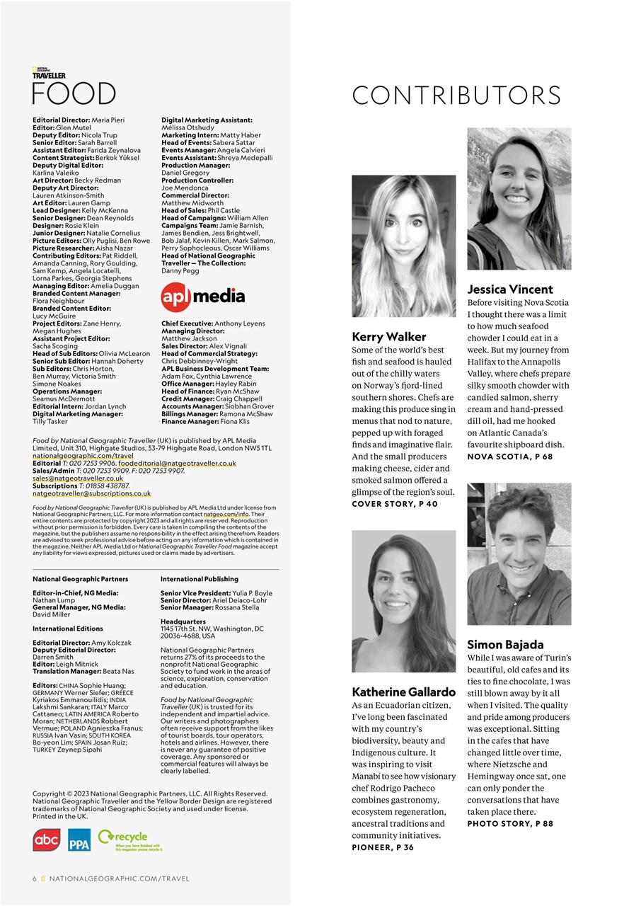 National Geographic Traveller Food Preview Pages