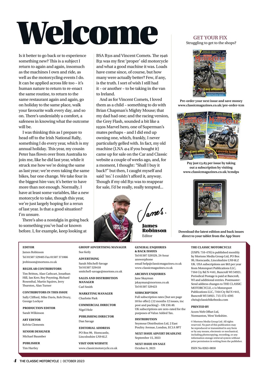 The Classic MotorCycle Preview Pages