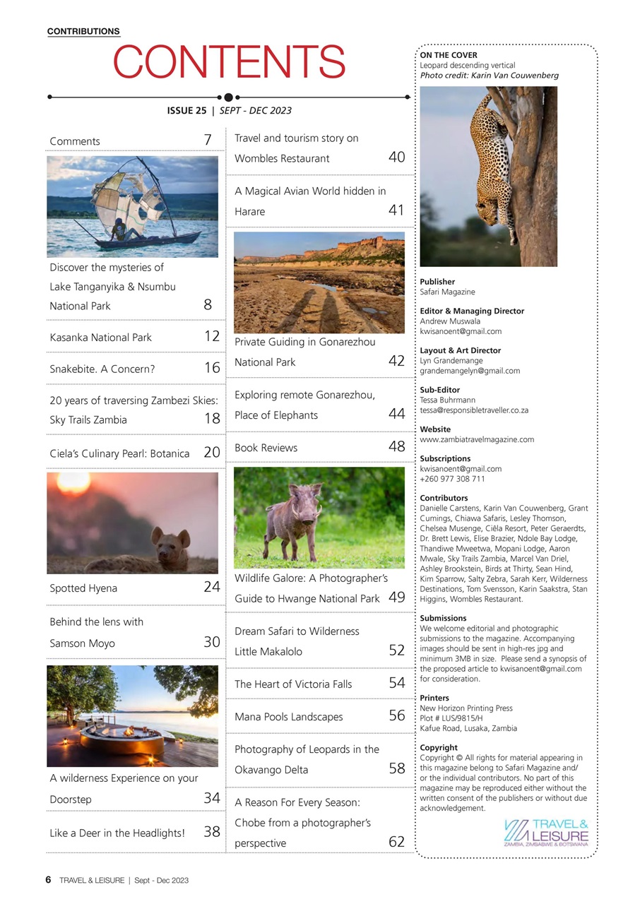 Travel & Leisure Zambia & Zimbabwe Preview Pages