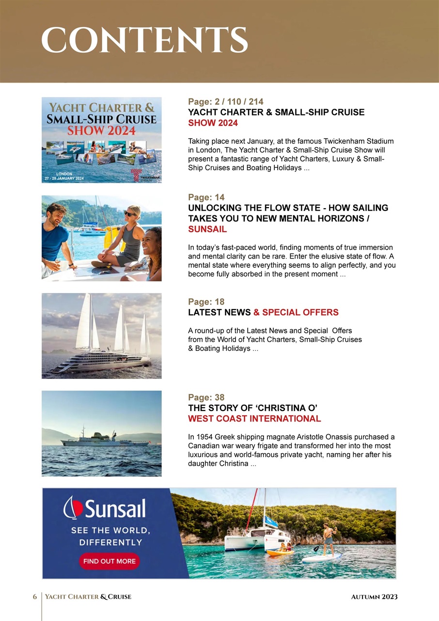 Yacht Charter & Cruise Preview Pages