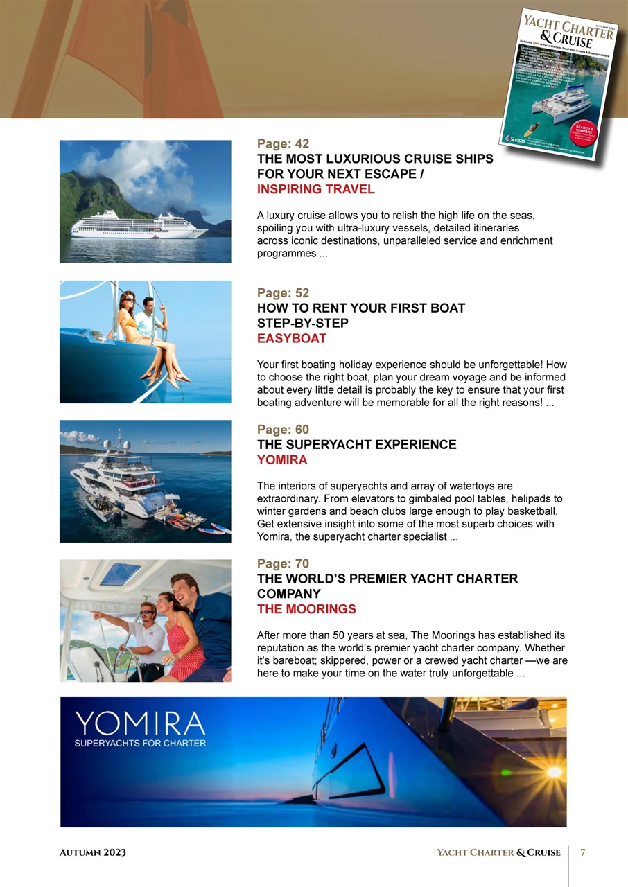 Yacht Charter & Cruise Preview Pages