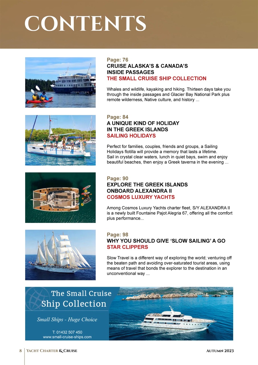 Yacht Charter & Cruise Preview Pages