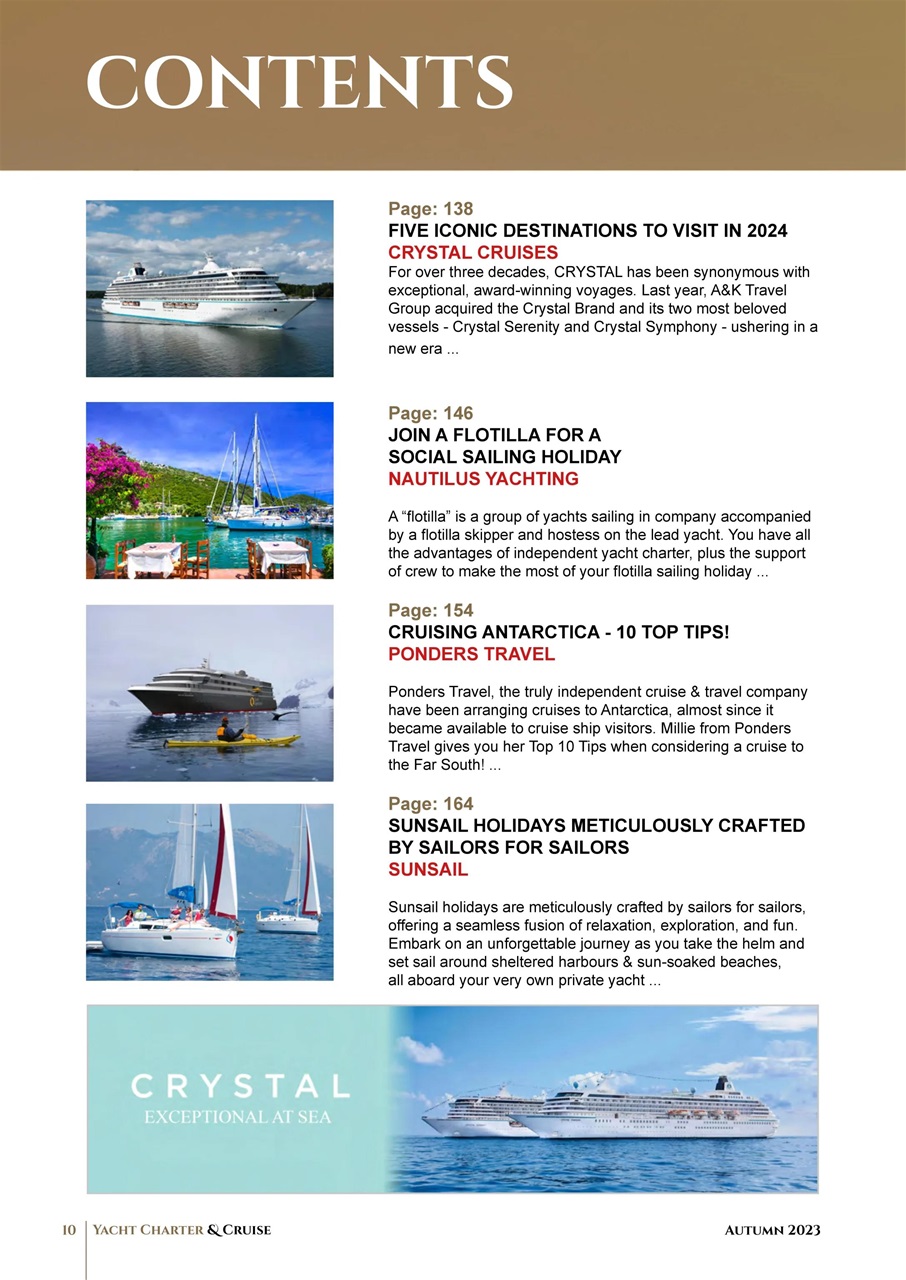 Yacht Charter & Cruise Preview Pages