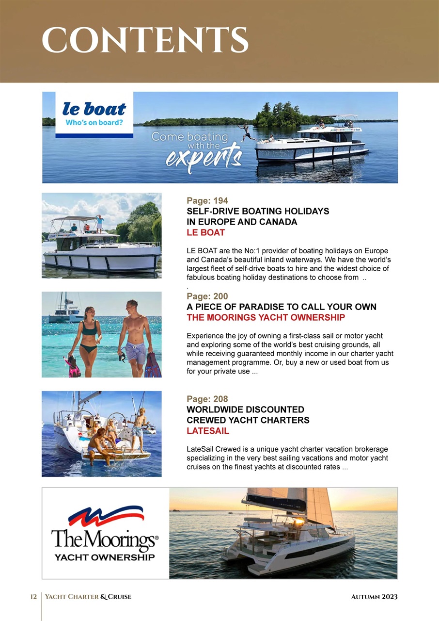 Yacht Charter & Cruise Preview Pages