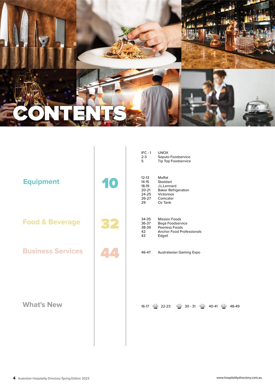 Australian Hospitality Directory Preview Pages