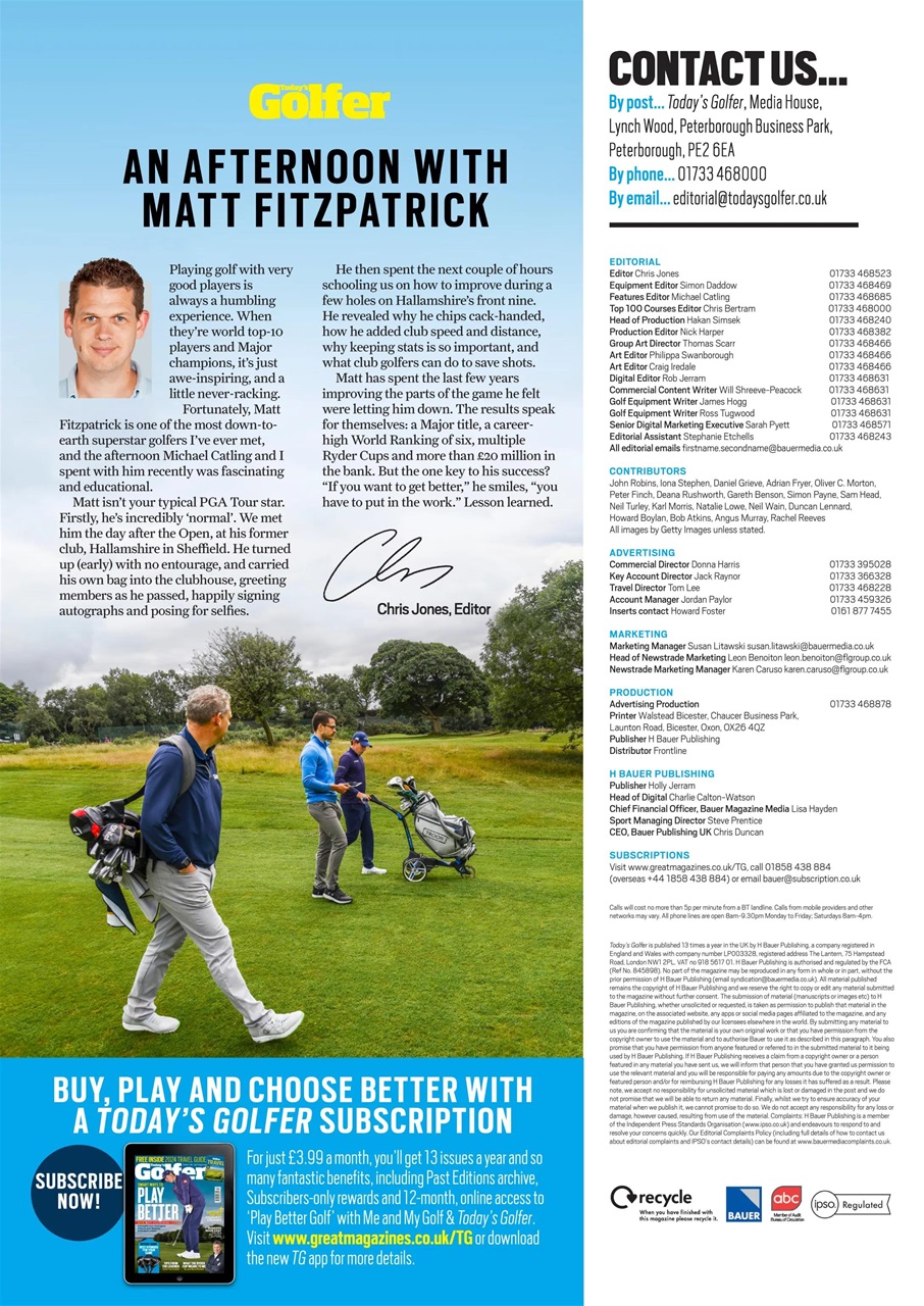 Today's Golfer Preview Pages