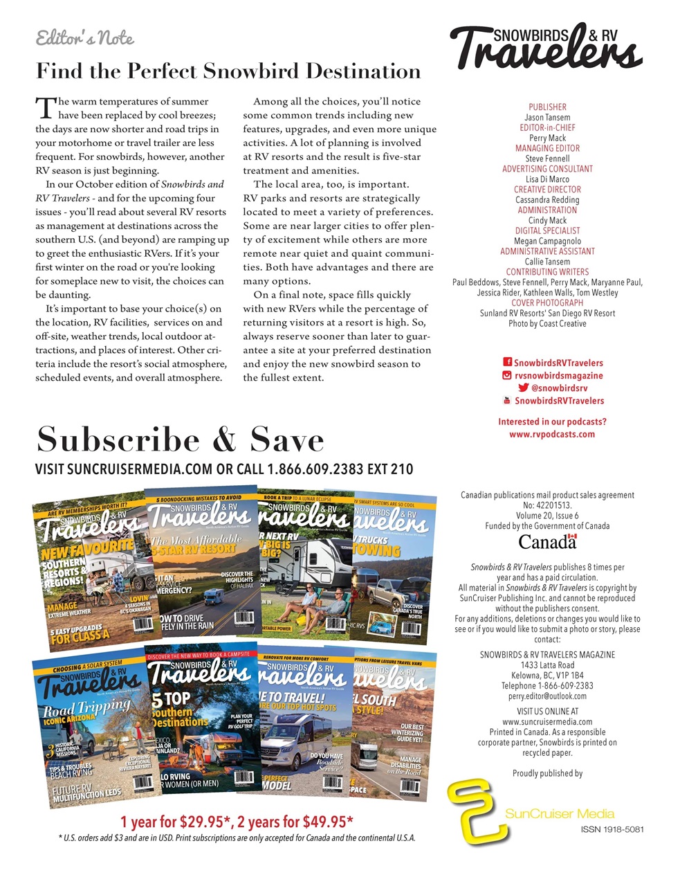 Snowbirds & RV Travelers Preview Pages