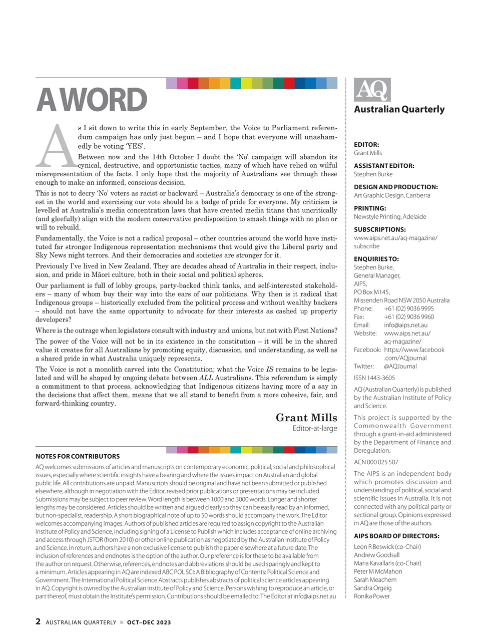 AQ: Australian Quarterly Preview Pages