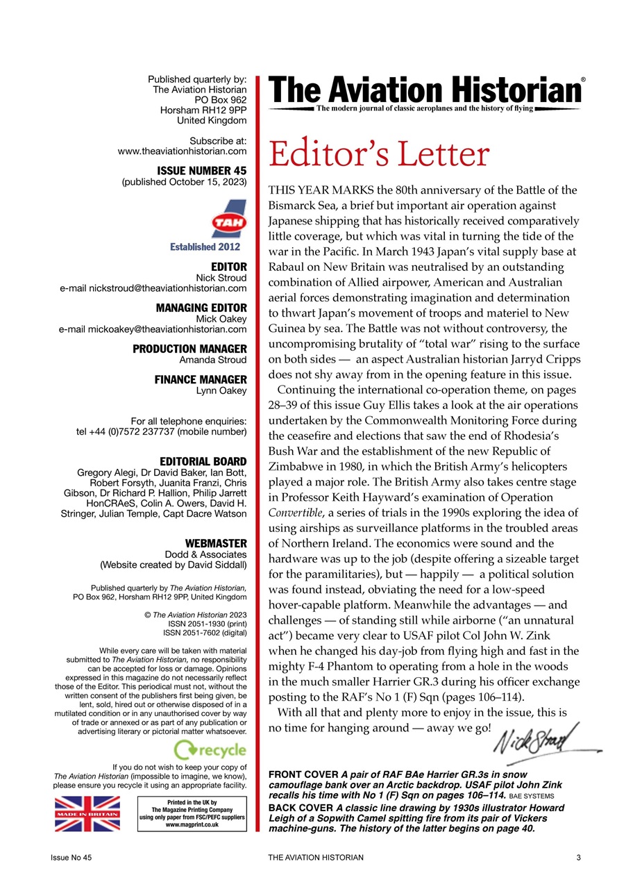 The Aviation Historian Magazine Preview Pages