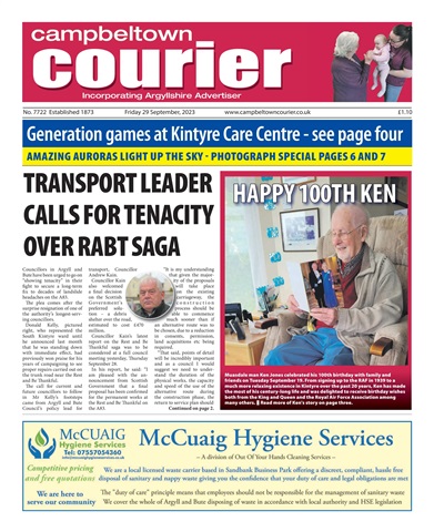 Campbeltown Courier issue 29/9/2023