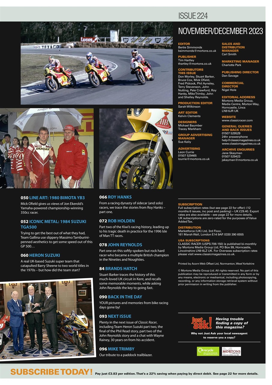 Classic Racer Preview Pages