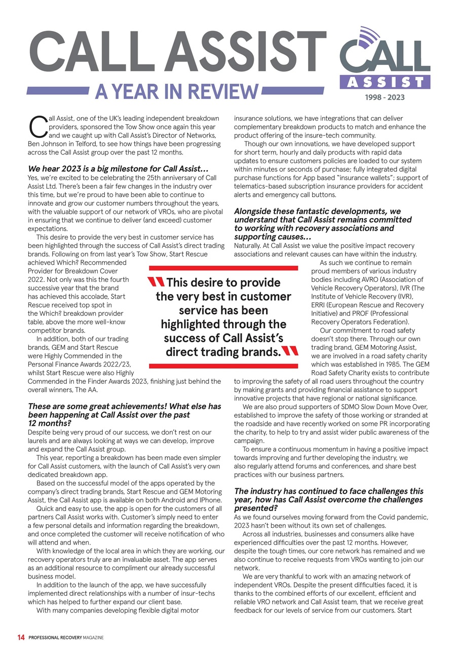 Professional Recovery Magazine Preview Pages