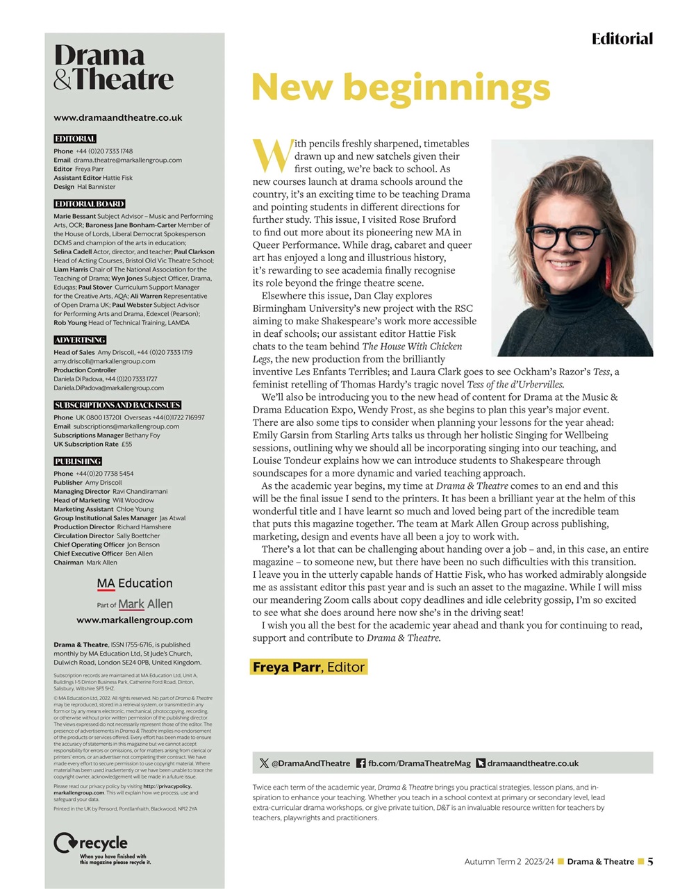 Drama and Theatre Preview Pages