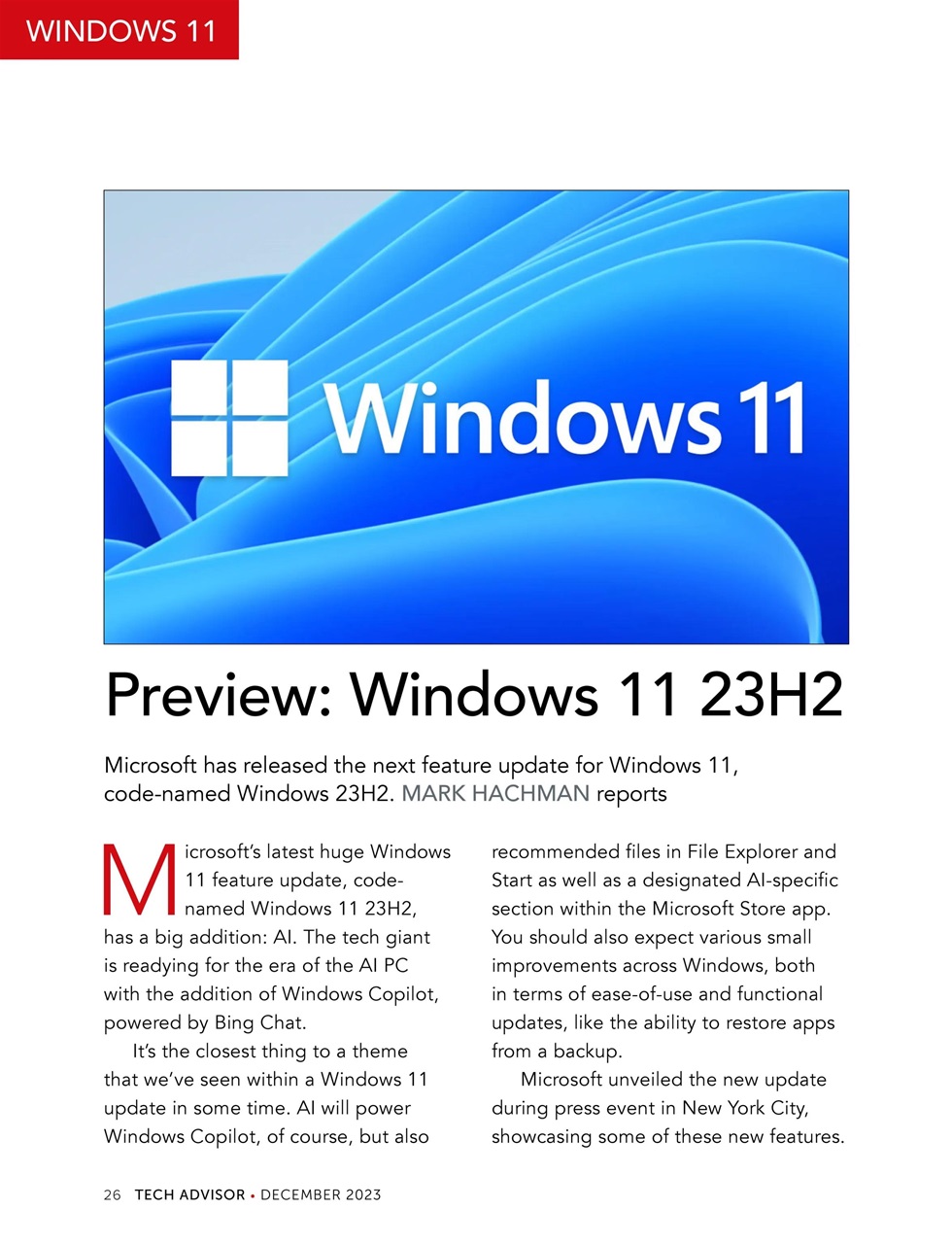 Tech Advisor Preview Pages