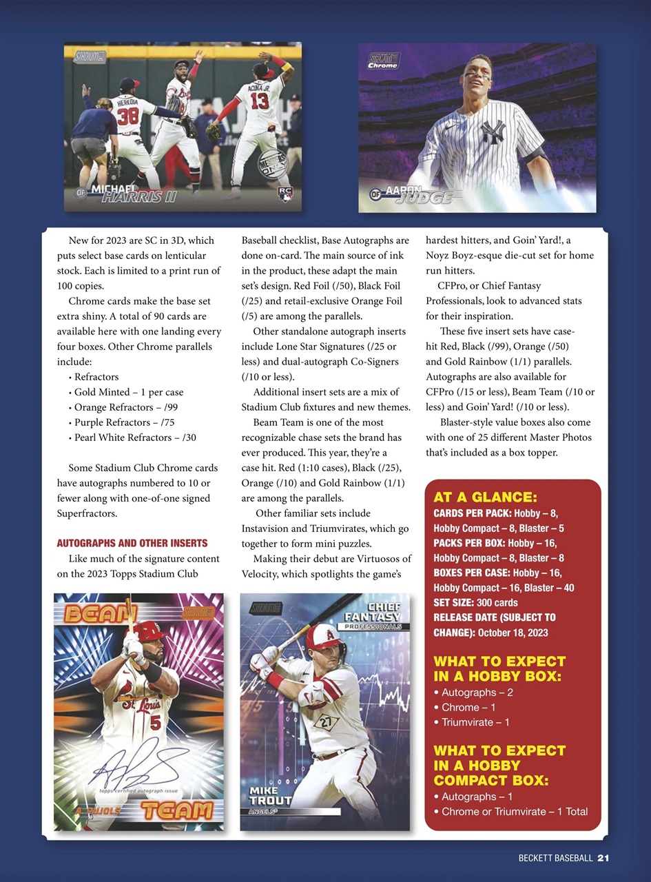 Beckett Baseball Magazine Preview Pages