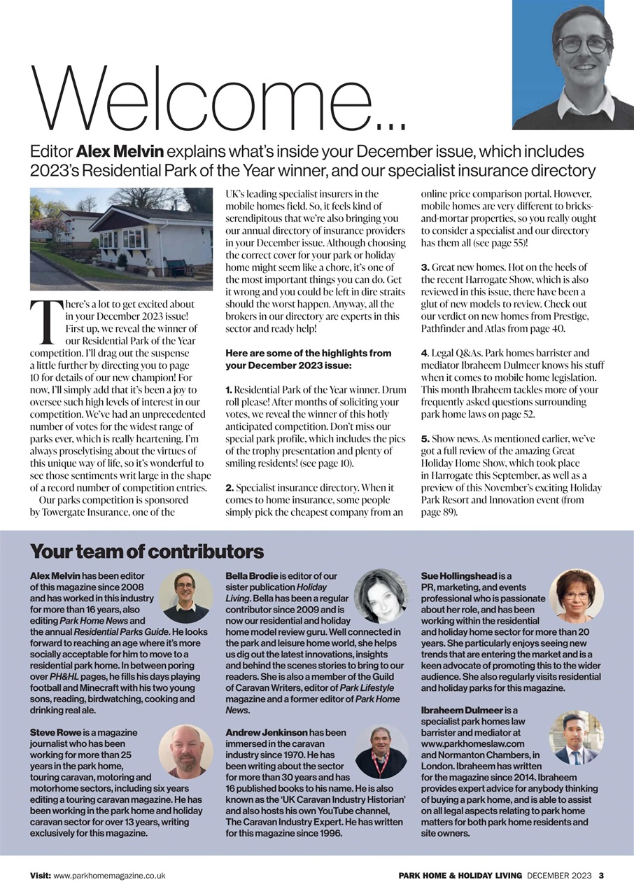 Park Home & Holiday Living Preview Pages